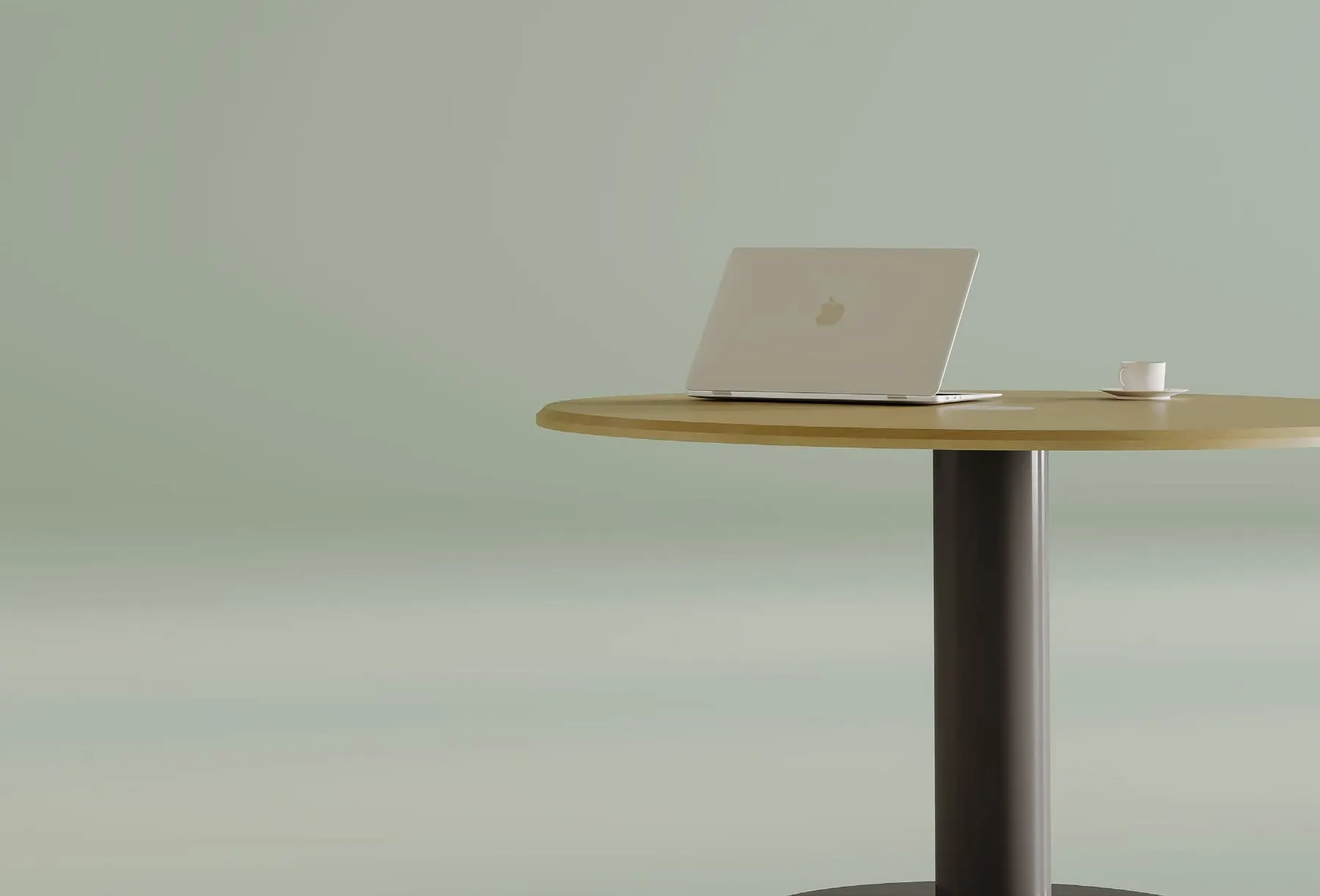 Round meeting table with power module — LUNA, view 2
