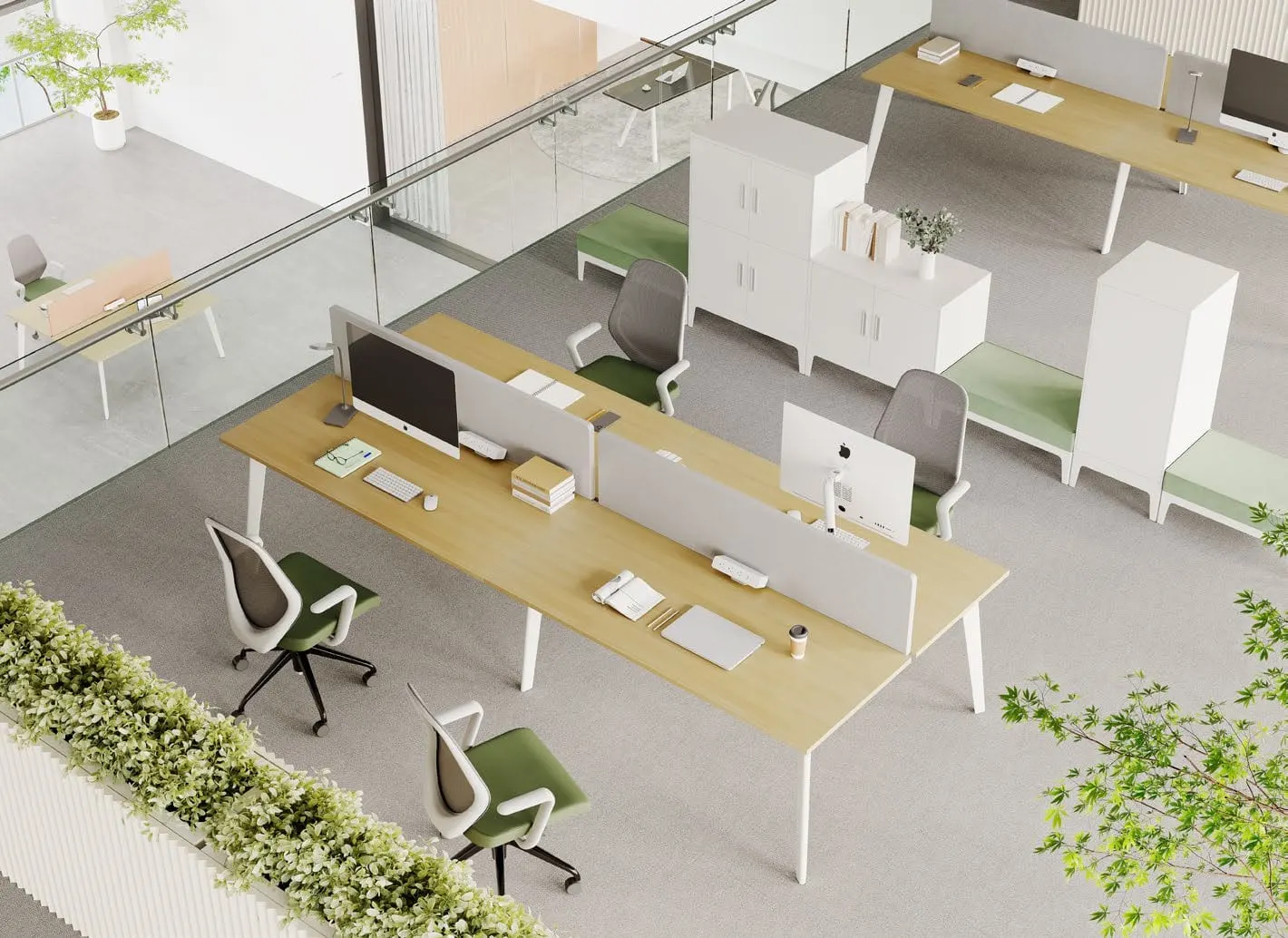 Steel-frame open-plan benching desk — COBO, view 2