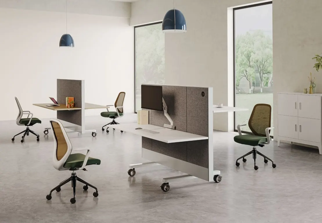 Mobile height-adjustable panel workstation — HA, view 3