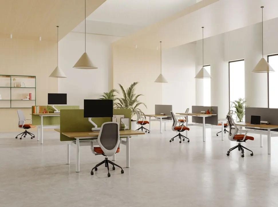 Dual-sided height-adjustable benching desk — LINKER, view 3