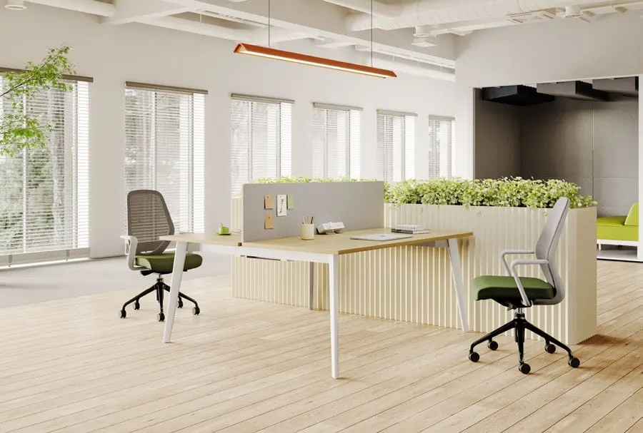 Steel-frame open-plan benching desk — COBO, view 3