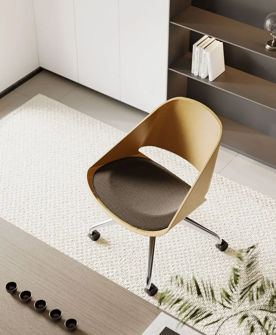 Wood veneer shell conference and guest chair — KUPP, view 4