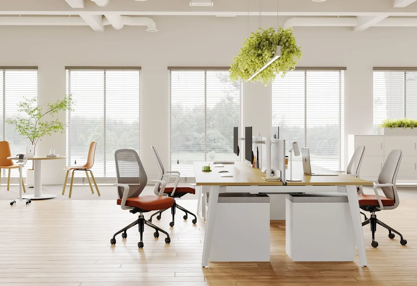 Steel-frame open-plan benching desk — COBO, view 4